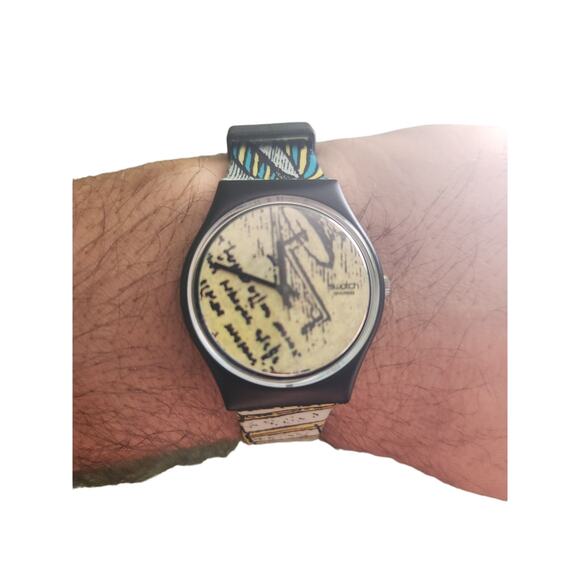 Vintage Swatch Watch "Engineer" GB139. In box with paperwork- CRACKED BAND - Picture 7 of 8